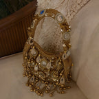 Mirrored Details Crystal Embroidery Handbag Underarm Bag