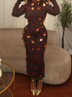 Butterfly Embellished Mesh Dress