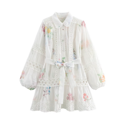 Lace Patchwork Printed Dress
