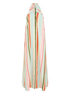 Striped Print Cold Shoulder Dress