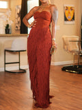 Strapless Top Fringed Trousers Suit