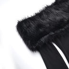Elegant Off-shoulder Fur Collar Slim-fit Dress