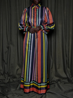 Multicolor Diamond Vertical Stripe Backless Pants Suit