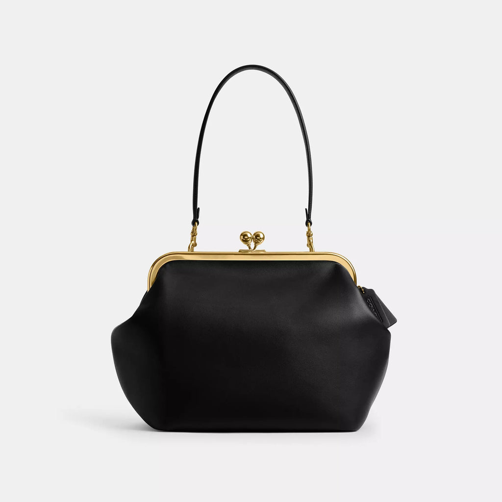 Kiss Lock Frame Large Weave Straw Clutch