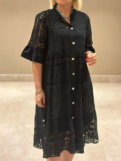 2024 Lace-up Button Loose Dress