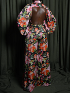 Printed Backless Shirt Suit