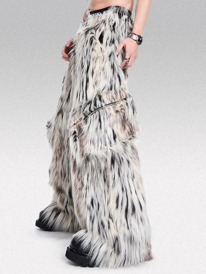 Thick Faux Fur Wide Leg Pants