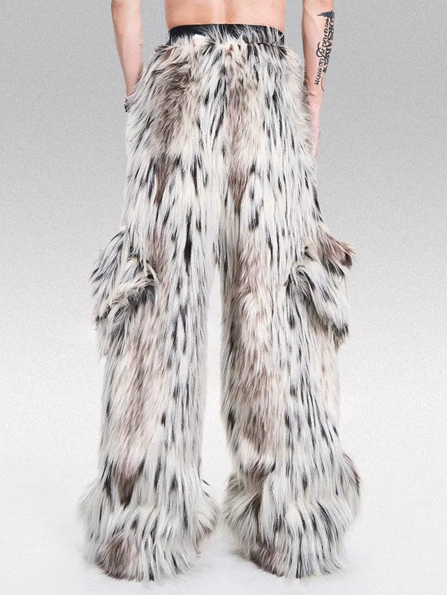 Thick Faux Fur Wide Leg Pants