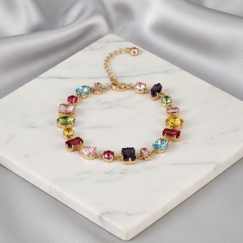 Rainbow Cross Pendant Necklace