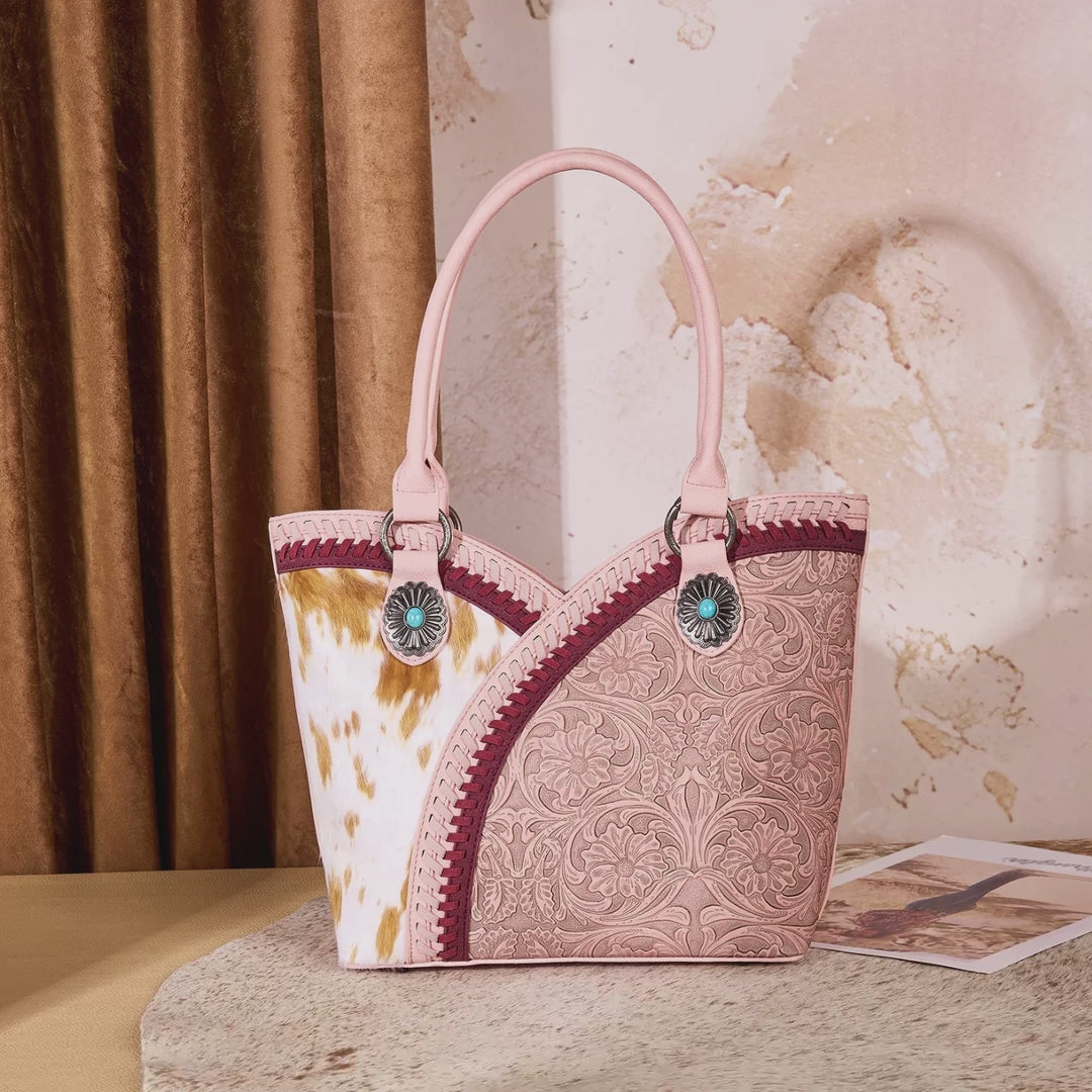 West Tooled & Cowhide Whipstitch Tote